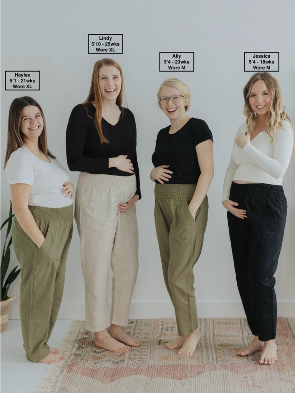 EMME - set of 2 -Everyday Transitional Smocked Linen maternity Pants - size M